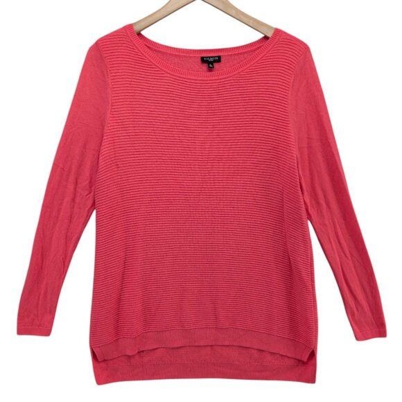 Talbots Ribbed Knit Sweater Womens Deep Pink Long Sleeve Pullover Size SP - Picture 1 of 7